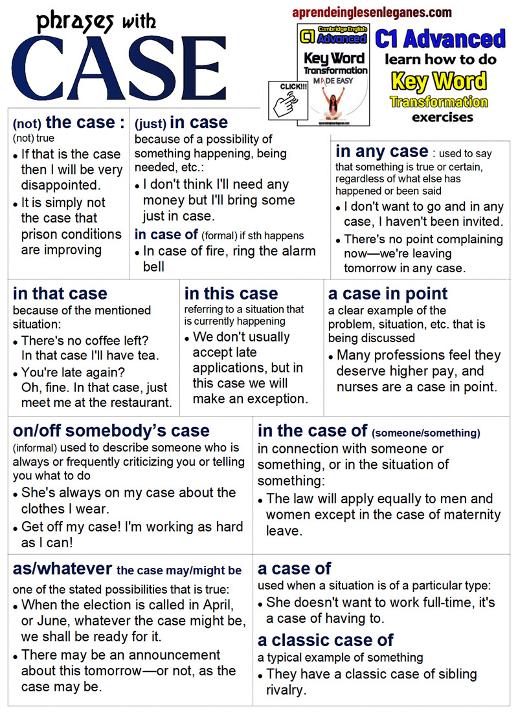 Phrases with case